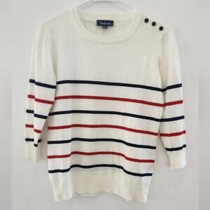 Modcloth Charter School Cream striped Crewneck Pullover sweater small